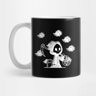 Midnight Stroll of the Grim Reaper: A Haunting Tale Mug